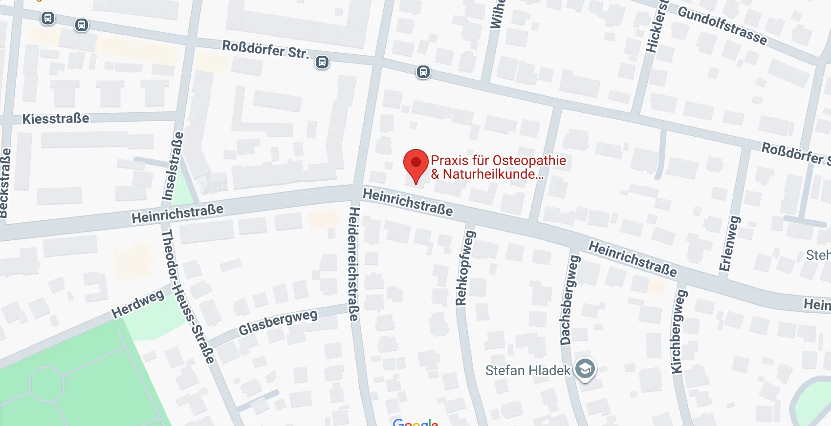 Karte: Praxis für Osteopathie & Naturheilkunde, Heinrichstraße 168, Darmstadt – in Google Maps öffnen